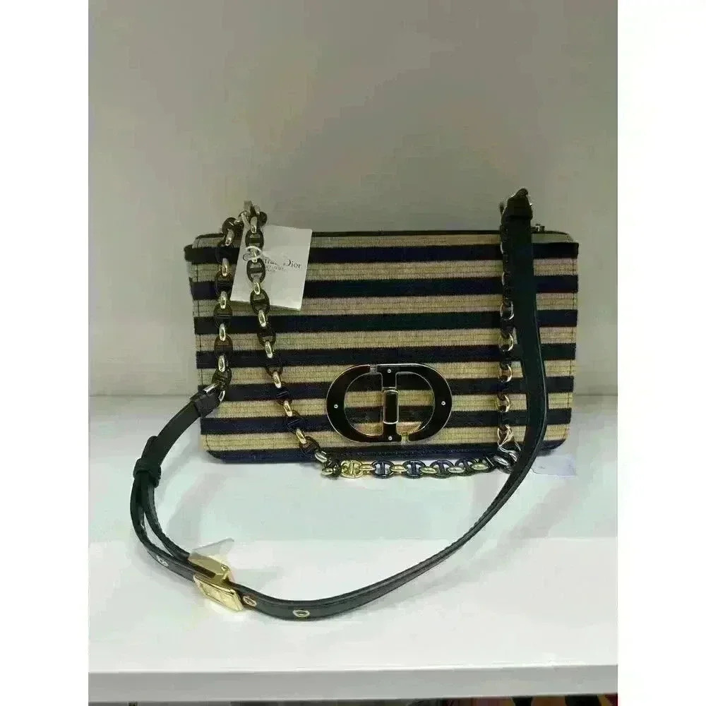 Christian Dior Striped Canvas Chain Bag - Brand New with Dustbag